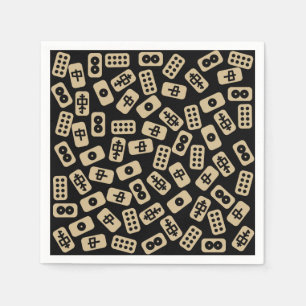 Guardanapo De Papel Mahjong azulejo castanho em preto