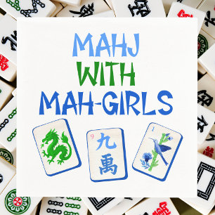 Guardanapo De Papel Mahjong Com Azulejos De Aquarela Mah Girls
