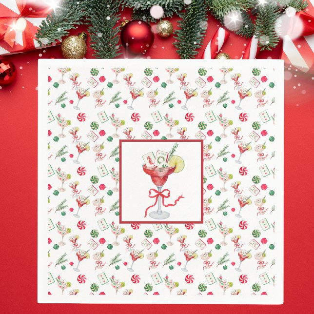 Guardanapo De Papel Mahjong e Cocktails Natal Avô (Criador carregado)