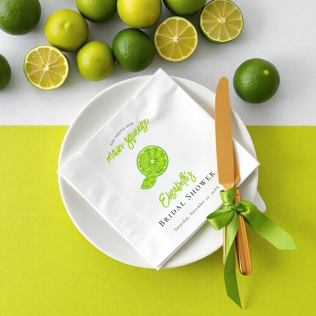 Guardanapo De Papel Main Squeeze Lime Green Bridal Shower Paper Napkin (Criador carregado)