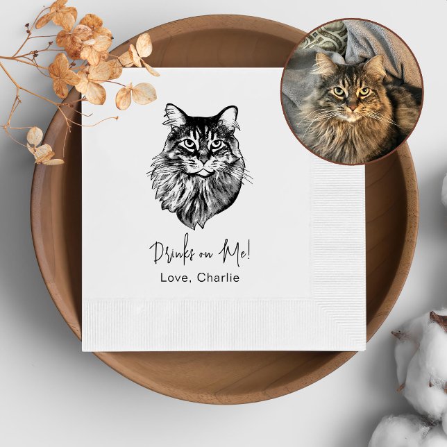 Guardanapo De Papel Maine Coon Cat. Bebida Personalizada Em Mim (Criador carregado)
