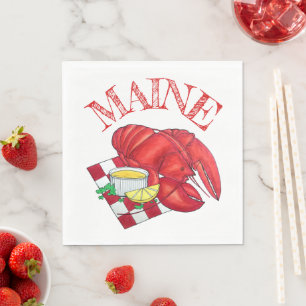 Guardanapo De Papel Maine Lagosta Janta marisco Vermelho Gingham