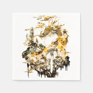 Guardanapo De Papel Majestoso Templo de Dragão da Mitologia Asiática F