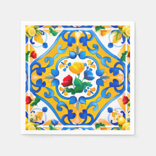 Guardanapo De Papel Majolica,azulejos azuis,azulejos Sicilianos,Azulej