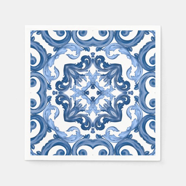 Guardanapo De Papel Majolica,azulejos do Mediterrâneo (Frente)