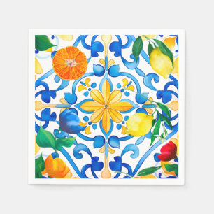 Guardanapo De Papel Majolica, limão, azulejos sicilianos,