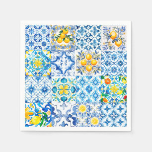 Guardanapo De Papel Majolica, limão, azulejos sicilianos,