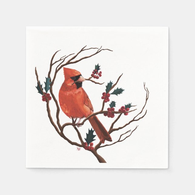 Guardanapo De Papel Male Cardinal Holiday Napkin (Frente)