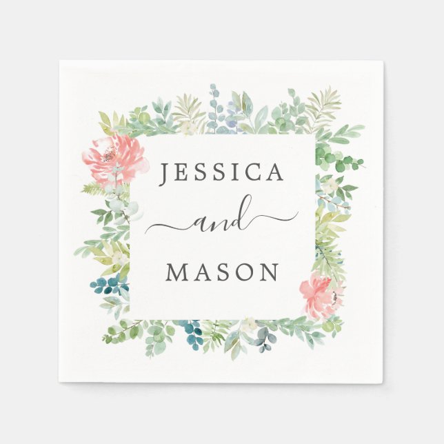 Guardanapo De Papel Maleável Casamento Verde Cocktail Napkin (Frente)