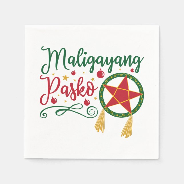 Guardanapo De Papel Maligayang Pasko Filipino Natal Filipinas (Frente)