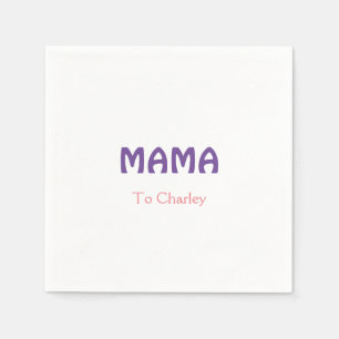 Guardanapo De Papel Mama feliz mães retro roxo adicionar nome texto vi
