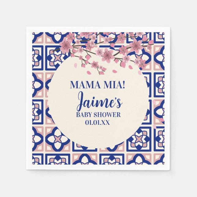 Guardanapo De Papel Mama Mia Baby Shower Cherry Blossoms (Frente)