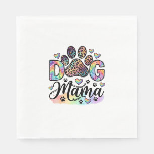 Guardanapo De Papel Mamãe Cachorro Pata Leopardo Arco-íris Aquarela Co