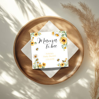 Guardanapo De Papel Mamãe para a Abelha Flores Amarelas Chá de fraldas