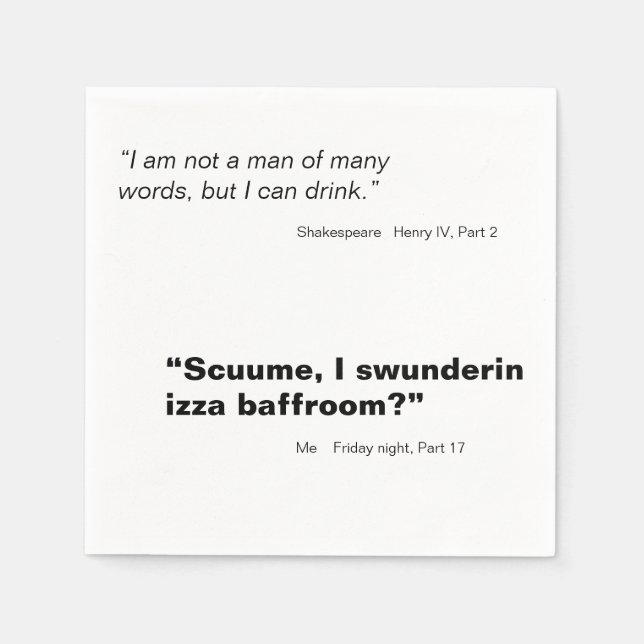 Guardanapo De Papel Man of Many Words Shakespeare Quote Cocktail (Frente)