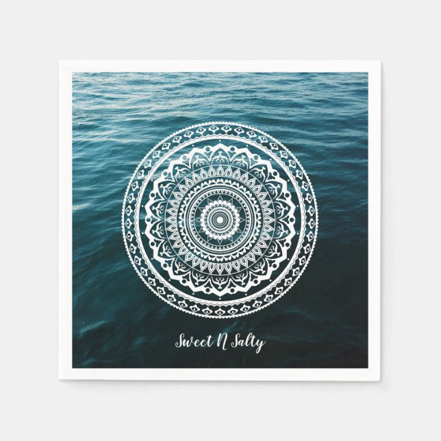 Guardanapo De Papel Mandala Branca Deixe o mar te libertar (Frente)