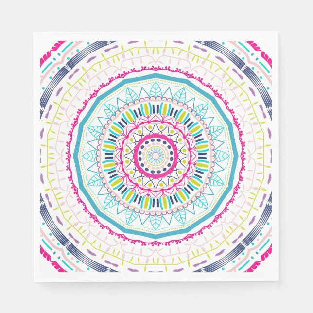 Guardanapo De Papel mandala colorida (Frente)