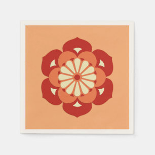 Guardanapo De Papel Mandala da flor de Lotus, laranja Pastel e
