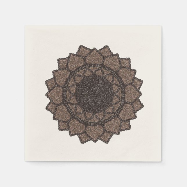 Guardanapo De Papel Mandala de Grão de Café (Frente)