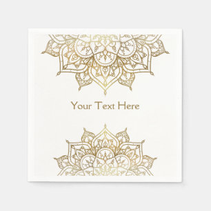 Guardanapo De Papel Mandalá Dourado Branco Chique Moderno Glamour Fest