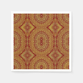 Guardanapo De Papel Mandalá Dourado Sobre Vermelho