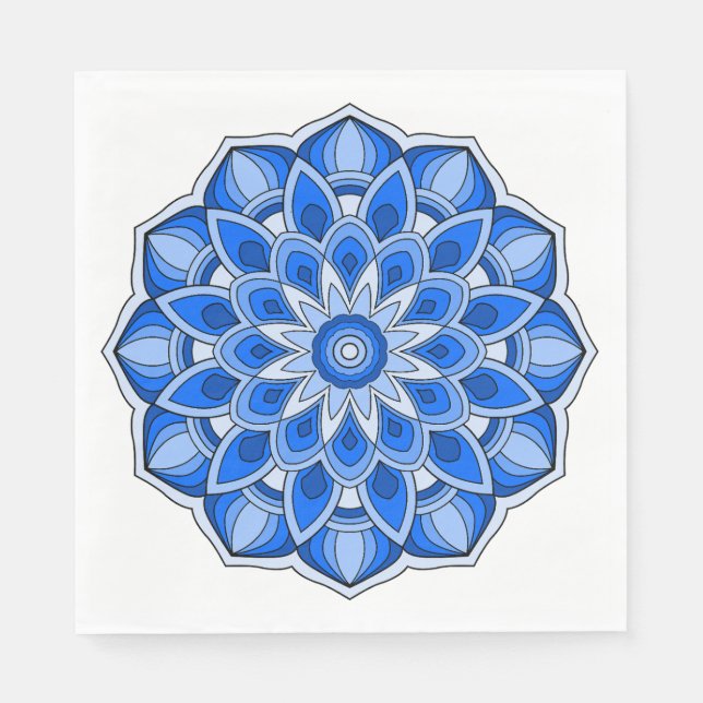 Guardanapo De Papel Mandala em azul (Frente)