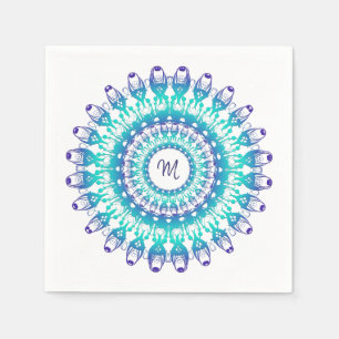 Guardanapo De Papel Mandala étnica da cerceta. monograma