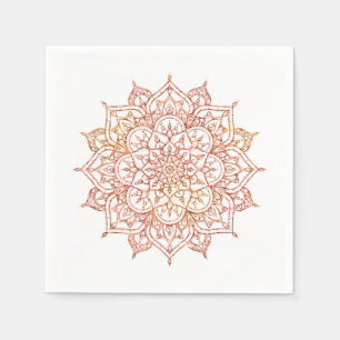 Guardanapo De Papel Mandalá Rosa e Laranja em Branco Glam