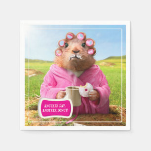 Guardanapo De Papel Manhã Groundhog com rosquinha e café do pequeno