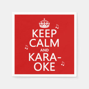 Guardanapo De Papel Mantenha a calma e o karaoke (personalize a cor)