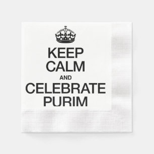 GUARDANAPO DE PAPEL MANTENHA CALMO E COMEMORE PURIM