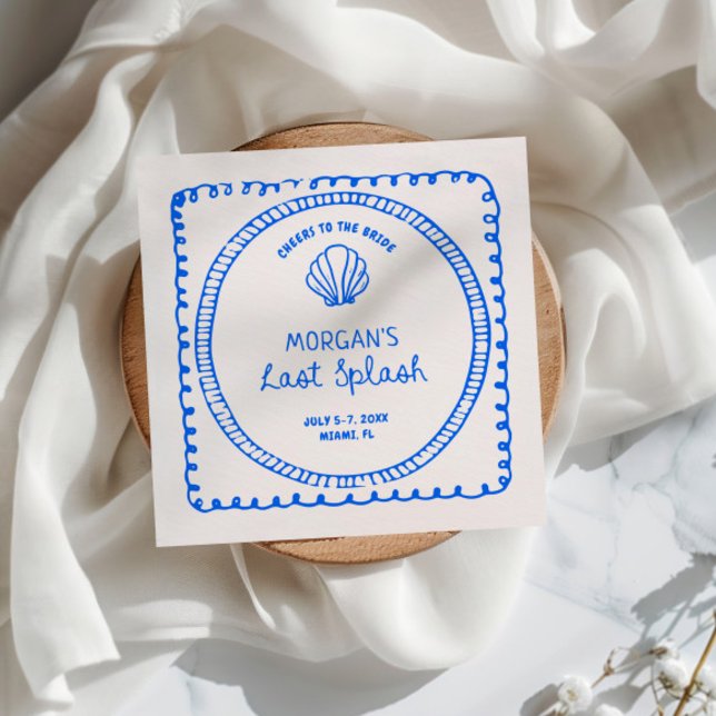 Guardanapo De Papel Mão Azul Desenhada Último Salpico Despedida de Sol (Criador carregado)