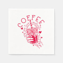 Guardanapo De Papel Mão de Esqueleto Vermelho Café Alma Gêmea Corações