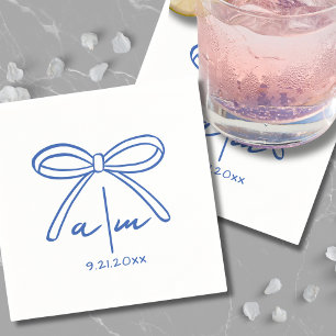 Guardanapo De Papel Mão Desenhada Azul Casamento Monograma Napkins