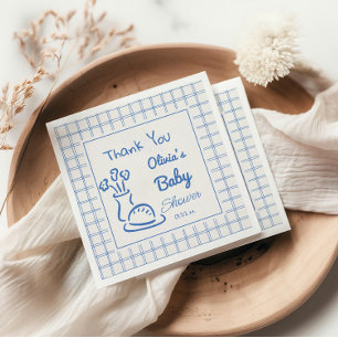 Guardanapo De Papel Mão Desenhada Azul No Chá Do Bebê Forno
