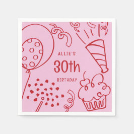 Guardanapo De Papel Mão Desenhada Qualquer Balão de Festa de aniversár