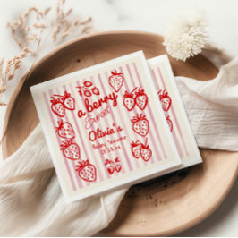 Guardanapo De Papel Mão Desenhou Um Chá de fraldas De Morangos Doces