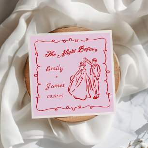 Guardanapo De Papel Mão Rosa Desenhou A Noite Antes De Casar Napkins