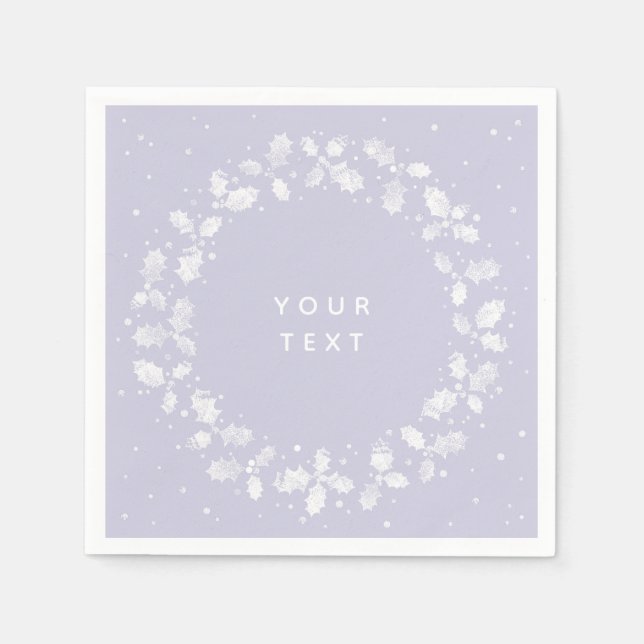 Guardanapo De Papel Mão Roxa Dusta Impressa Holly Wreath Natal (Frente)