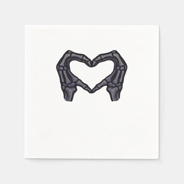 Guardanapo De Papel Mãos De Esqueleto Formando Coração (Frente)