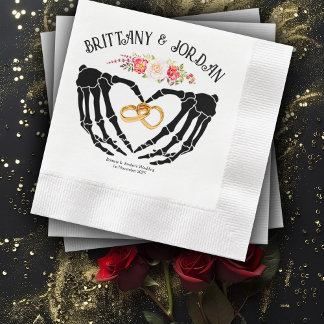 Guardanapo De Papel Mãos de Esqueleto Gótico Leve Casamento