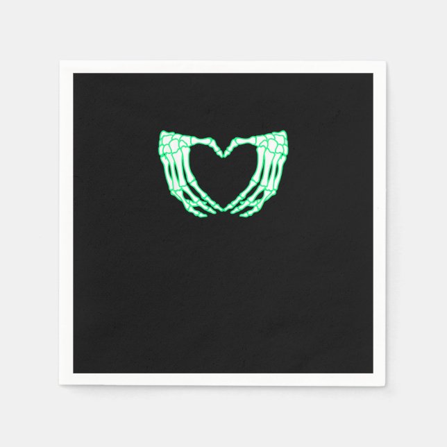 Guardanapo De Papel Mãos do Esqueleto, Coração, Figurino de Halloween  (Frente)