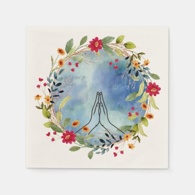 Guardanapo De Papel Mãos em oração aquarela (Frente)