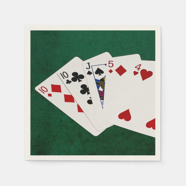 Guardanapo De Papel Mãos Poker - Um Par - Dez (Frente)