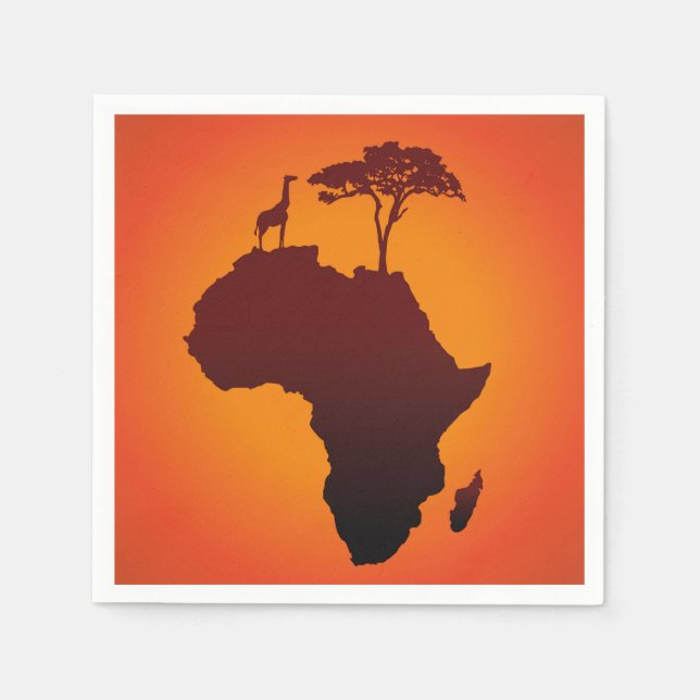 Guardanapo De Papel Mapa africano Safari - Papel Napkin (Frente)