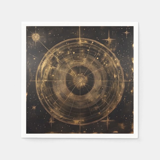 Guardanapo De Papel Mapa Celestial das Estrelas do ouro (5) (Frente)
