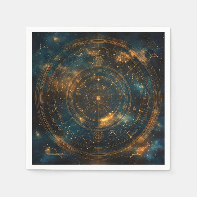 Guardanapo De Papel Mapa Celestial de Estrelas do ouro (Frente)