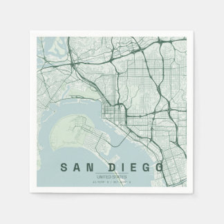 Guardanapo De Papel Mapa da Cidade de San Diego EUA Design Minimalista