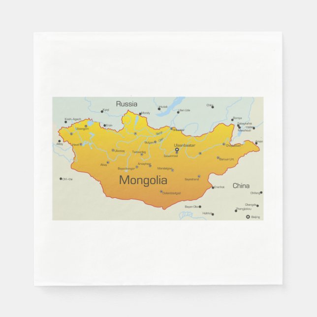 Guardanapo De Papel Mapa da Mongólia (Frente)