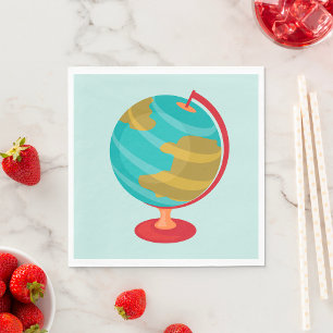 Guardanapo De Papel Mapa da Terra da Vintagem da Ilustração do Globo R